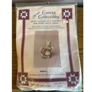 Country Canvas Collectibles Folk Art Stuffed Cat Artist Kit Katie Cat 1990 USA‎